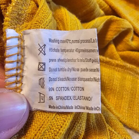 Qearal Off Shoulder Batwing Sleeve Knit Sweater Pullover Top Mustard Yellow XL - Picture 4 of 8